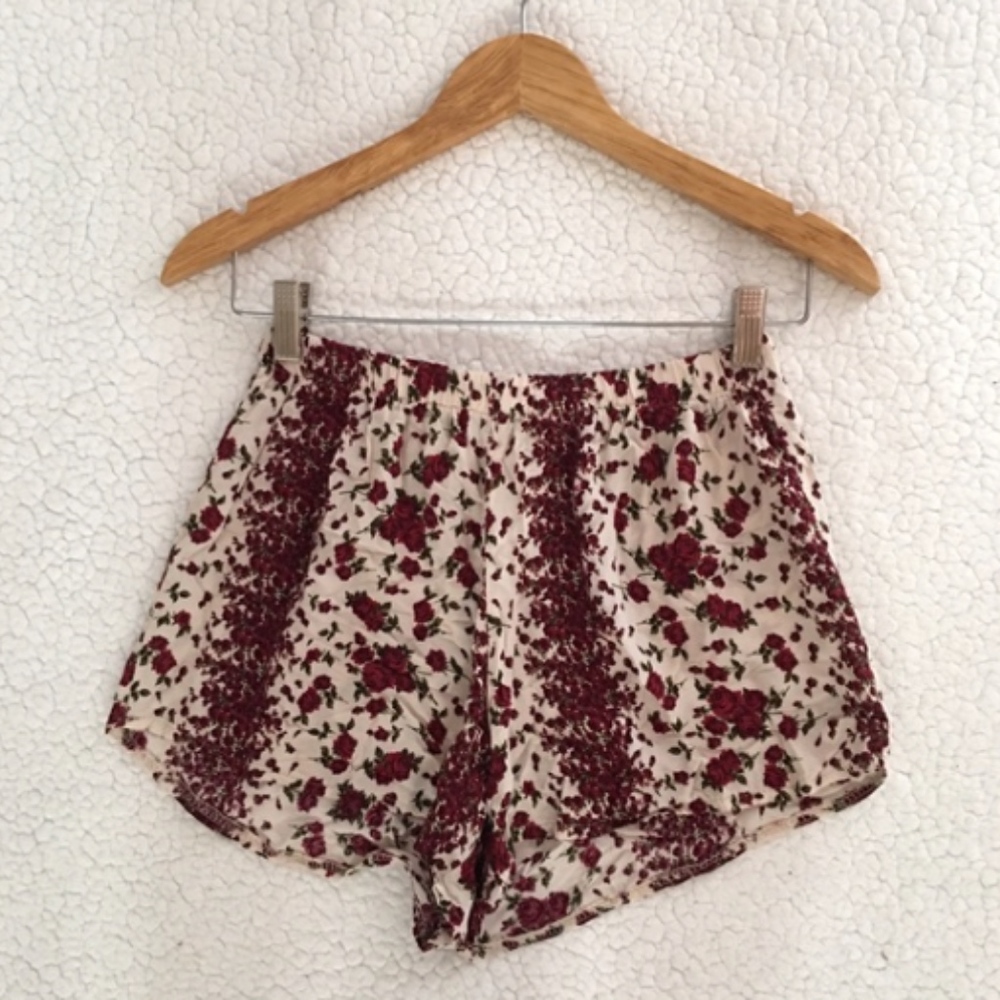 Brandy Melville Red floral Rose Remi Shorts